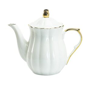 gracie china by coastline imports porcelain white gold scallop teapot (40-ounce)