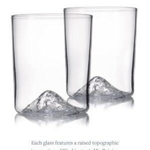 Huckberry Whiskey Peaks Iconic Mountain Bar Glasses, 11.5 oz Capacity, Lead-Free Crystal, Mt. Rainier, Set of 2