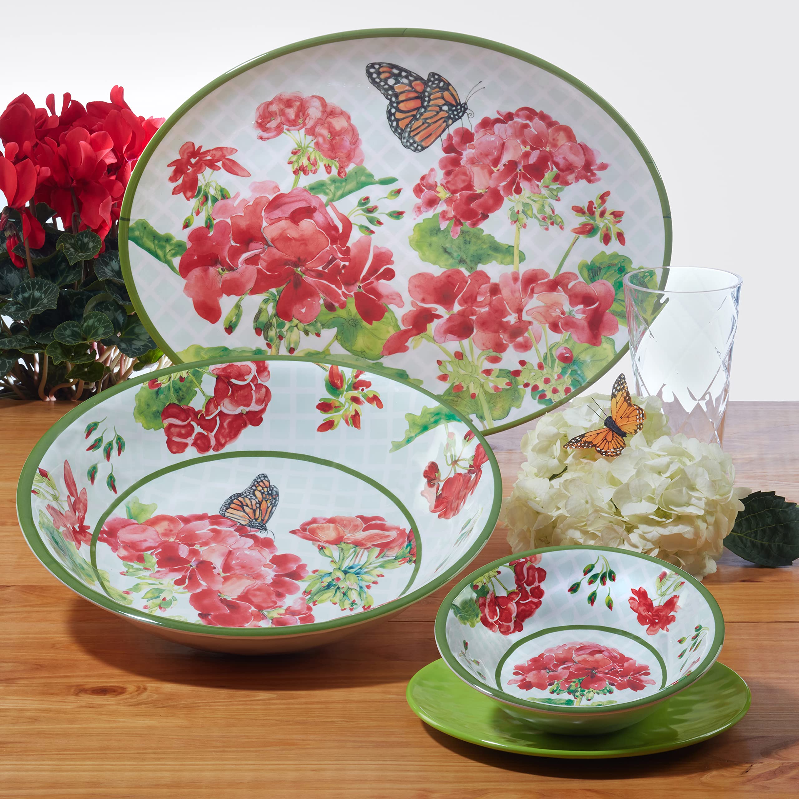 Certified International Geraniums 11" Melamine Dinner Plates, Set of 6, Multicolor