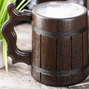 Barbarian Class Beer Mug 17oz Dungeons and Dragons Party Gift for dnd Lovers Wooden Beer Mug Personalized D&D Beer Stein Anniversary Christmas Birthday Gifts For Gamer. Gift for Men Beer Tankard K928