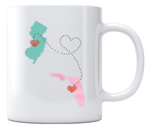 new jersey florida mug state to state coffee cup gift two state mug best friend mom girlfriend aunt grandma birthday summer vacation going away present moving gifts coffee cup 11oz white