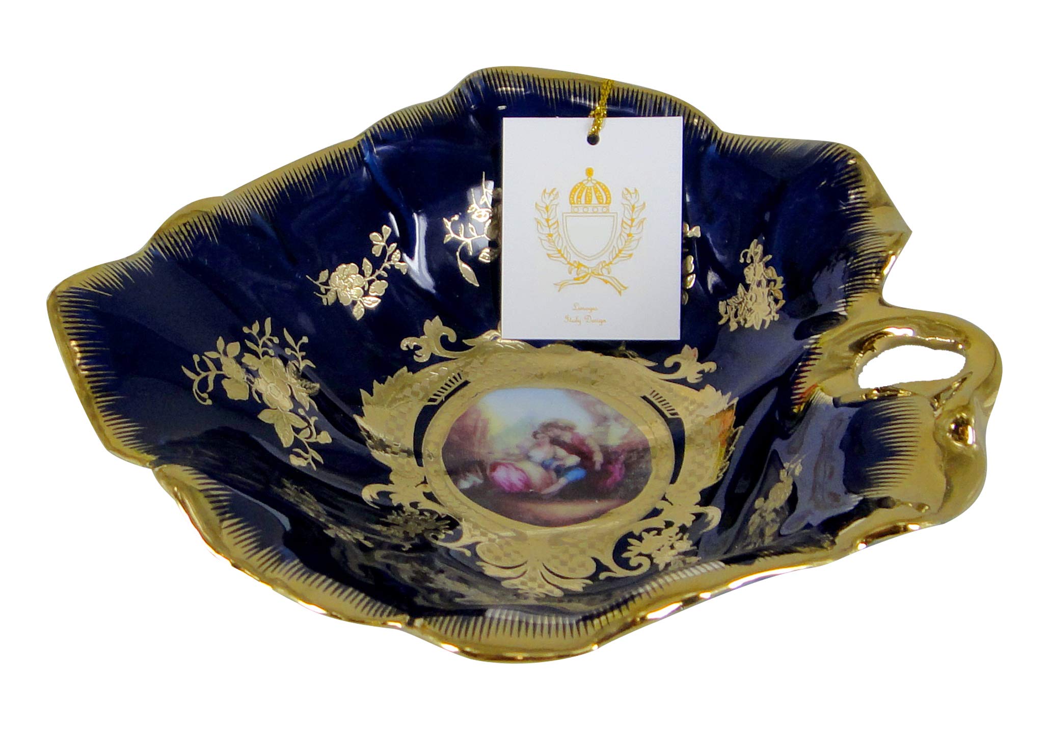 Royalty Porcelain Cobalt Blue Candy Tray 'Second Date' 7 Inch, Fruit Serving