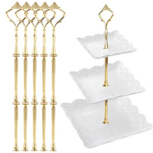 happy will 3 tier tiered tray hardware kits fruit cake plate handle fitting hardware rod dessert stand holder golden crown 5 sets