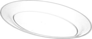 plasticpro plastic oval serving trays - serving platters oval 11 x 16 disposable party dish crystal clear pack of 4