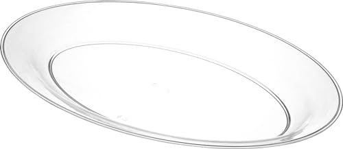 PLASTICPRO Plastic Oval Serving Trays - Serving Platters Oval 11 X 16 Disposable Party Dish Crystal Clear Pack of 4