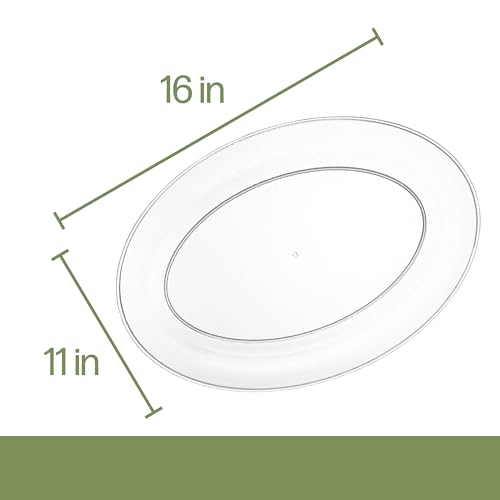 PLASTICPRO Plastic Oval Serving Trays - Serving Platters Oval 11 X 16 Disposable Party Dish Crystal Clear Pack of 4