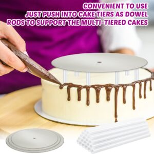 98 Pieces Cake Tier Stacking Kit Sturdy Round Cake Boards 6 Inch, 8 Inch, 10 Inch with Parchment Paper Round and Plastic Cake Dowel Rods for Tiered Cakes for Wedding Birthday Party