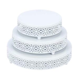 vilavita 3-piece cake stand set round metal cake stands dessert display cupcake stands, white