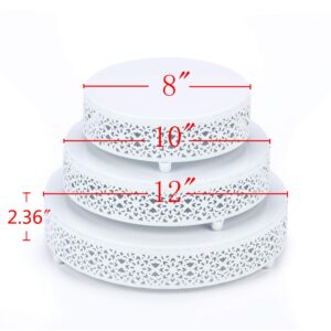 VILAVITA 3-Piece Cake Stand Set Round Metal Cake Stands Dessert Display Cupcake Stands, White