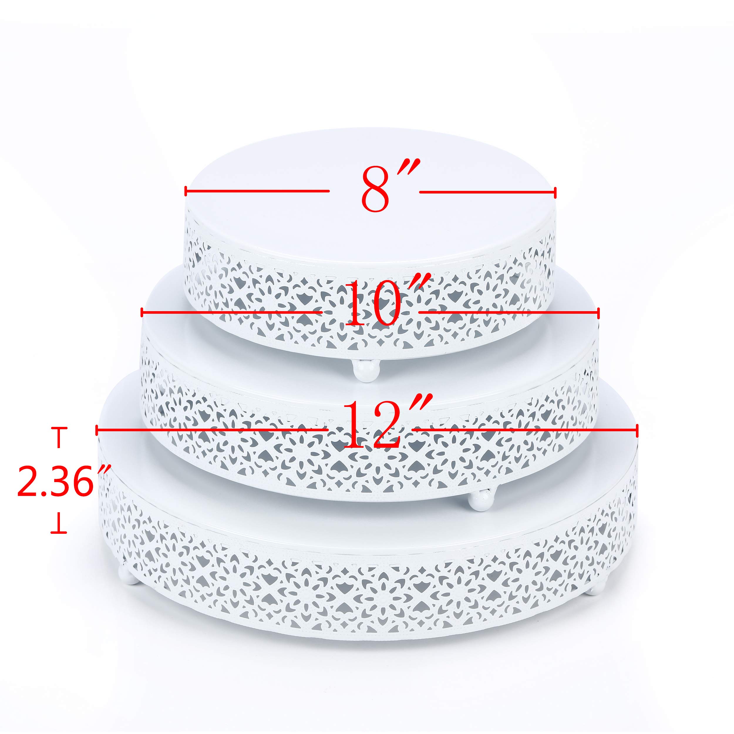 VILAVITA 3-Piece Cake Stand Set Round Metal Cake Stands Dessert Display Cupcake Stands, White