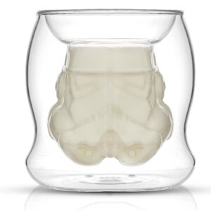joyjolt star wars stormtrooper 3d helmet 6.5oz double wall glass coffee cup. from the star wars coffee mug, glass coffee cups, espresso cups and tea cups collection of double wall glasses.