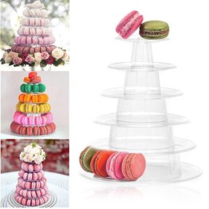 6 tier macaron display stand, round clear cupcake holder display stand dessert pastry tower stand for wedding birthday bar party décor - 10 inches