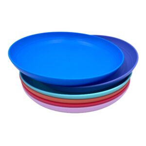 yuyuhua kids plastic plates reusable – unbreakable everyday dinner plates 8 inch set of 6 - bpa free dishwasher & microwave safe hard plates for kitchen, party, camping, outdoor