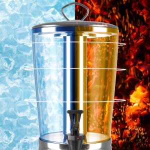WantJoin Beverage Dispenser With Stand, Drink Dispenser for Party, Stainless Steel Water Jar Dispenser with Ice Container, Spigot, Drink Jar Jug For Home Parties, Clear Acrylic, 2-GALLONS 8-L