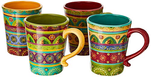 Certified International Tunisian Sunset Mugs (Set of 4), 18 oz, Multicolor,22452SET/4