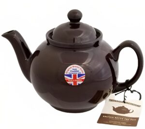 cauldon ceramics brown betty tea pot | hand made 4 cup brown betty teapot | classic ceramic teapot for loose leaf tea or teabags | 36 fl oz