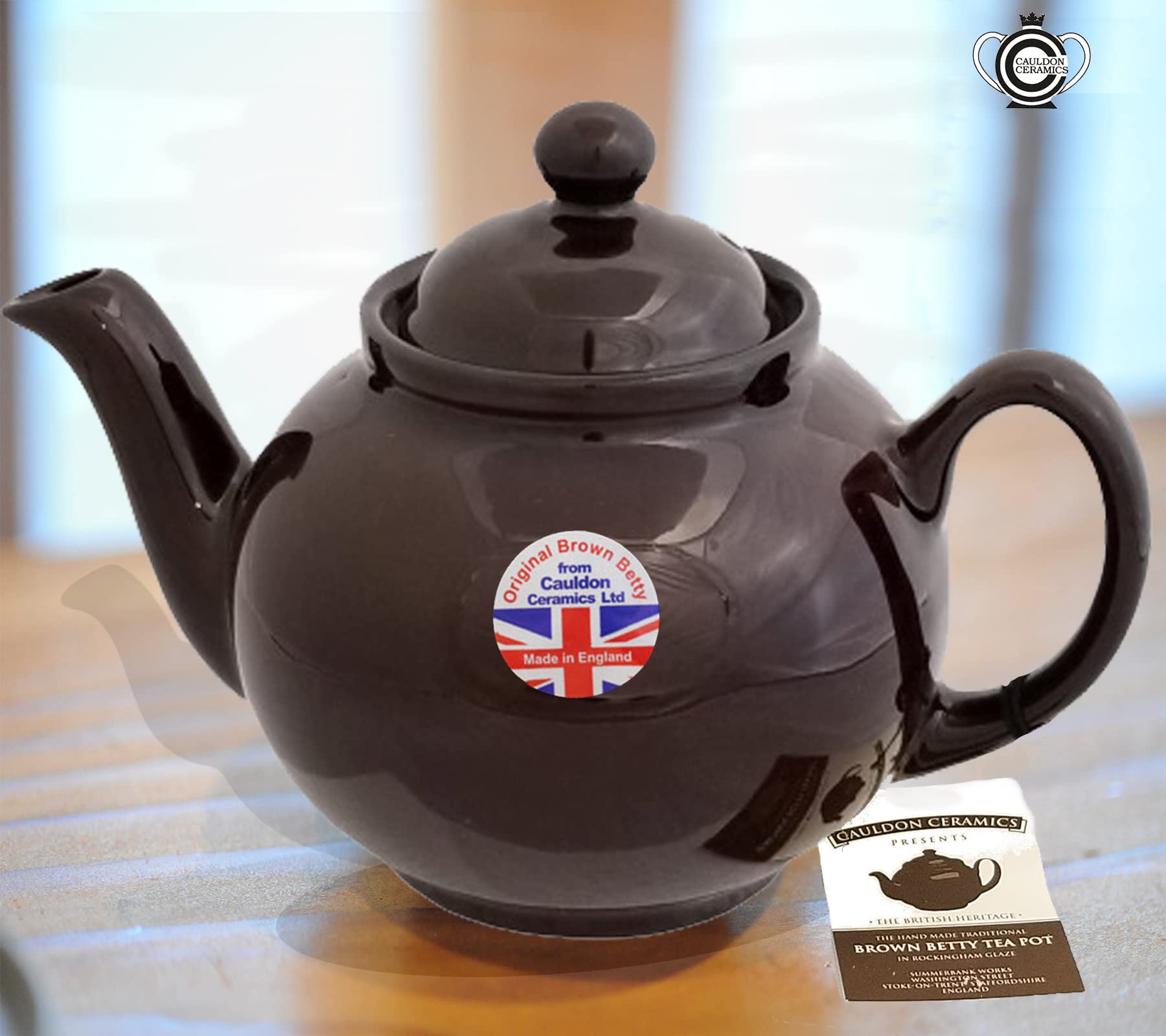 Cauldon Ceramics Brown Betty Tea Pot | Hand Made 4 Cup Brown Betty Teapot | Classic Ceramic Teapot for Loose Leaf Tea or Teabags | 36 Fl Oz