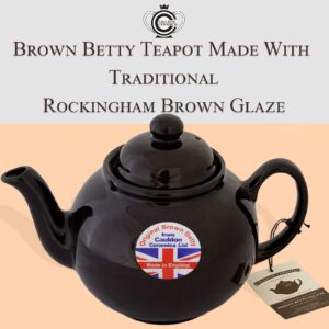 Cauldon Ceramics Brown Betty Tea Pot | Hand Made 4 Cup Brown Betty Teapot | Classic Ceramic Teapot for Loose Leaf Tea or Teabags | 36 Fl Oz
