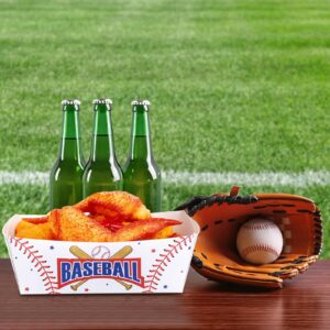 Junkin 100 Pcs 2 lb Football Baseball Paper Bowl Football Food Trays Football Birthday Decor for Party Supplies (Baseball Style)