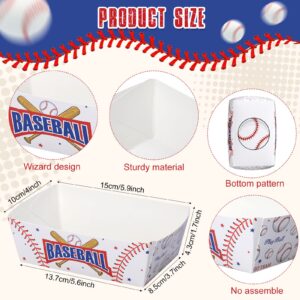 Junkin 100 Pcs 2 lb Football Baseball Paper Bowl Football Food Trays Football Birthday Decor for Party Supplies (Baseball Style)