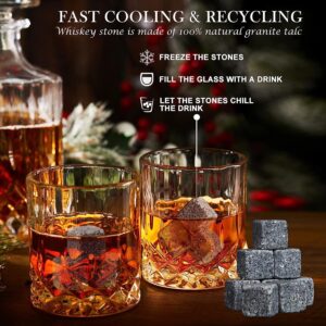 Whiskey Decanter Set with 4 Glasses & 8 Whiskey Stones, Whiskey Decanter Sets for Men, Valentine's Day Gift, Anniversary Birthday Gifts for Father Mother Husband, Decanter Set With Glasses for Bourbon