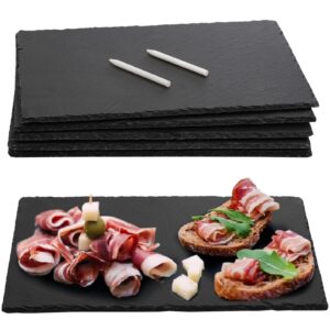 hacaroa 6 pieces slate cheese board, 12" x 8" black charcuterie boards natural slate stone plate tray, gourmet serving platter for meats, fruits, parties, appetizers