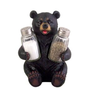 liphontcta season beary carefully black bear salt and pepper shaker holder 7 inch (shakers included)