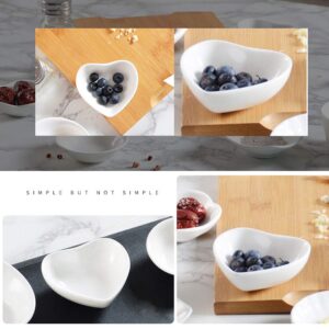 Ceramic Heart Shape Sauce Dish,Multipurpose Mini Seasoning Dishes Sushi Dipping Bowl Appetizer Plates Serving Dish Saucers Bowl Love Wedding Gift (Set of 4) (White)