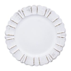 opexscal 13" antique white round scalloped charger plates, wedding reception plate chargers dinner party decoration charger plates, 6pcs