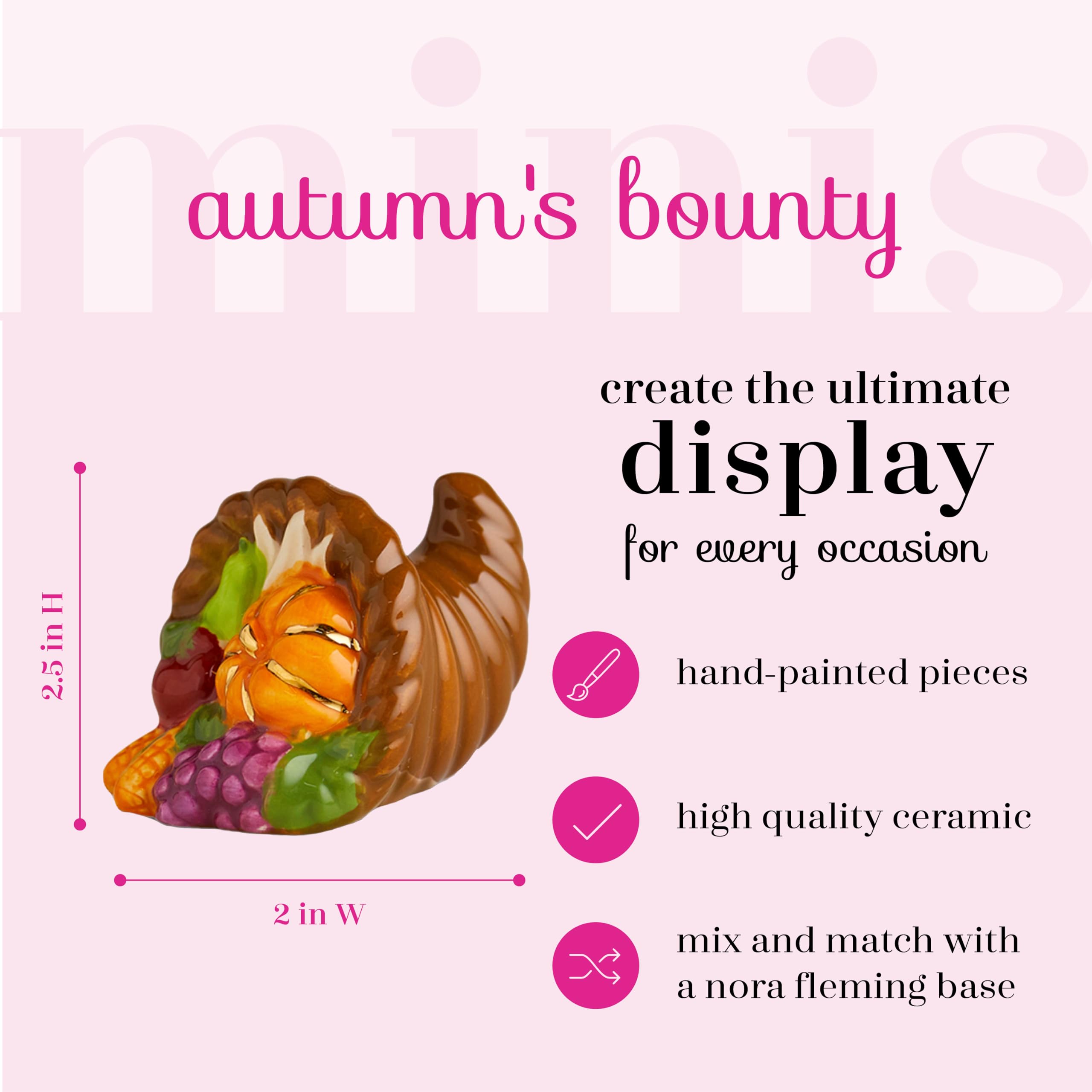 Nora Fleming Autumn's Bounty - Hand-Painted Ceramic Thanksgiving Decor - Fall Minis for The Home and Office