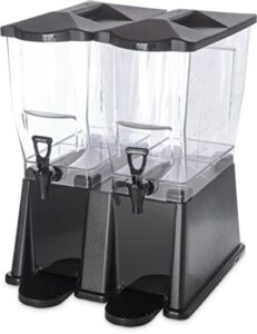 carlisle foodservice products trimline double base rectangular drink dispenser with spigot for catering, buffets, restaurants, polycarbonate (pc), 3.5 gallons, black