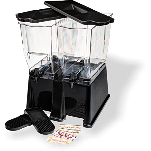 Carlisle FoodService Products Trimline Double Base Rectangular Drink Dispenser with Spigot for Catering, Buffets, Restaurants, Polycarbonate (Pc), 3.5 Gallons, Black