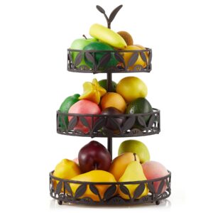 ouseen 3 tier fruit basket for kitchen, fruit bowl holder, detachable fruit storage baskets stand for counters kitchen countertop dining table