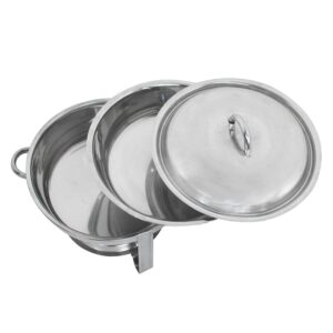 ZENY Pack of 4 Round Chafing Dish Full Size 5 Quart Stainless Steel Deep Pans Chafer Dish Set Buffet Catering Party Events Warmer Serving Set Utensils w/Fuel Holder