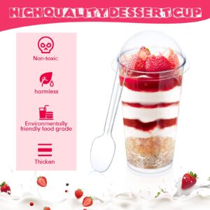 Jerify 150 Pack Plastic Dessert Cups with Lids and Spoons 3 oz Mini Dessert Cups with Spoons 5.4 oz Square Clear Dessert Shooter Cups Parfait Appetizer Cups Disposable Small Mousse Container for Party