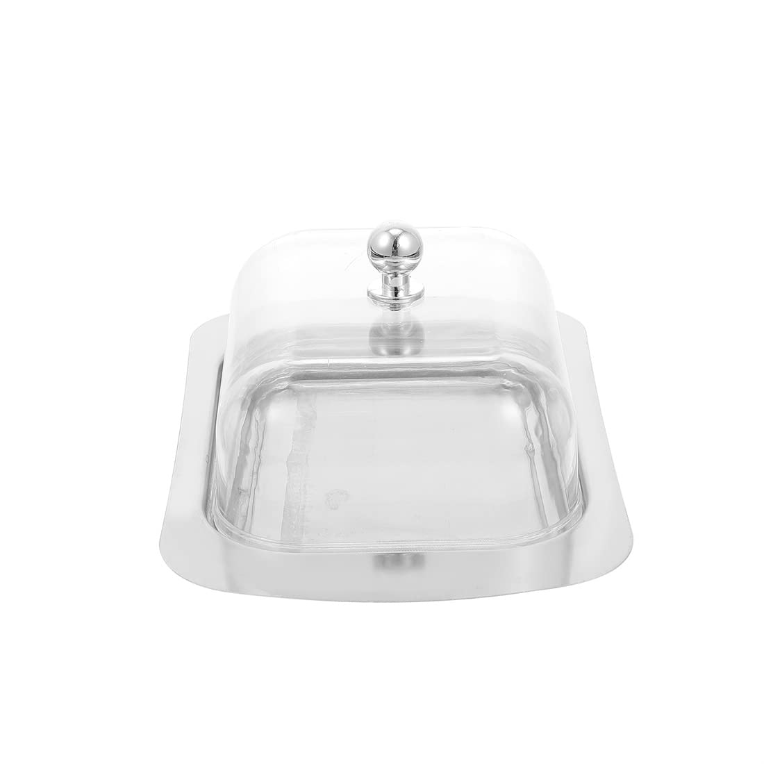 Butter Dish with Lid, Butter Keeper Container with Clear Detachable Lid for Countertop, Unbreakable Stainless Steel Butter Dish Holder, Keep Butter Fresh, Butter Keeper Tray for Home, Camping