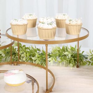 TABLECLOTHSFACTORY 23" 3-Tier Gold Metal Cupcake Stand with Clear Round Acrylic Plates, Dessert Cake Display Holder