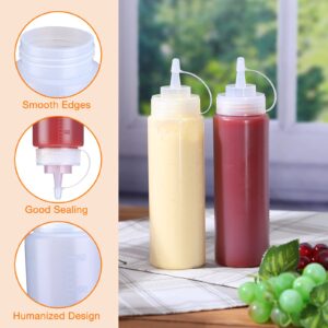 24 Pcs 12 oz Plastic Condiment Squeeze Bottles Squeeze Leak Proof Multipurpose Squirt Bottles with Twist Top Cap for Sauces Ketchup BBQ Syrup Dressings Paint Grilling Crafts Olive Oil Arts, Clear