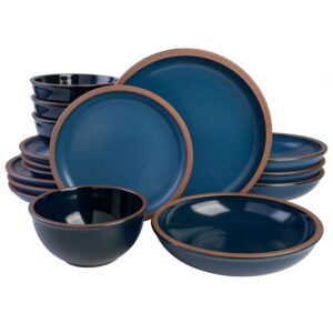 gibson elite lagos coupe dinnerware set, service for 4 (16pcs), blue