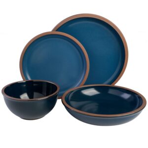 Gibson Elite Lagos Coupe Dinnerware Set, Service for 4 (16pcs), Blue