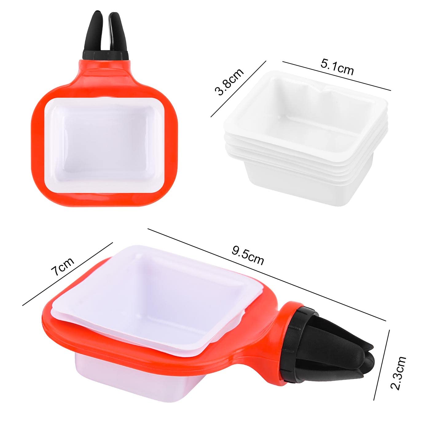 WXJ13 4 Pieces Sauce Holder for Car Dip Vent Clip for Sauce Mini Sauce Holder with 10 Replacement Jam Box Mini Dipping Cups Removable Dipping Sauces Holder Dipping Dish Container for Ketchup