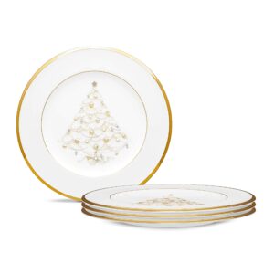 noritake palace christmas gold holiday accent plates, 2", set of 4