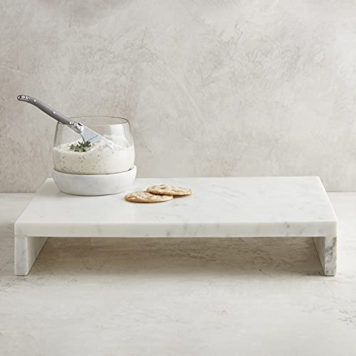 Santa Barbara Design Studio Table Sugar Waterfall Pedestal Cheese Board, 14" x 10", White Marble