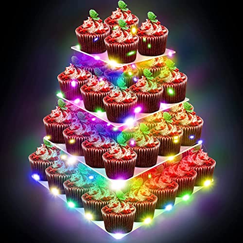 Cupcake Stand - 4 Tier Multicolor Acrylic Cupcake Tower Display Cupcake Holder, Valentines Day Decor, Birthday Decorations for The Home