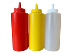 ketchup mustard and clear bpa free food prep set of 3 plastic 8 oz squeeze bottles for condiments