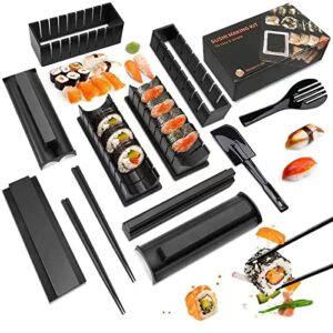mlryh sushi making kit sushi maker 12 pcs plastic premium set sushi tool set sushi rice roll mold shapes, diy sushi roller tool for home beginners.