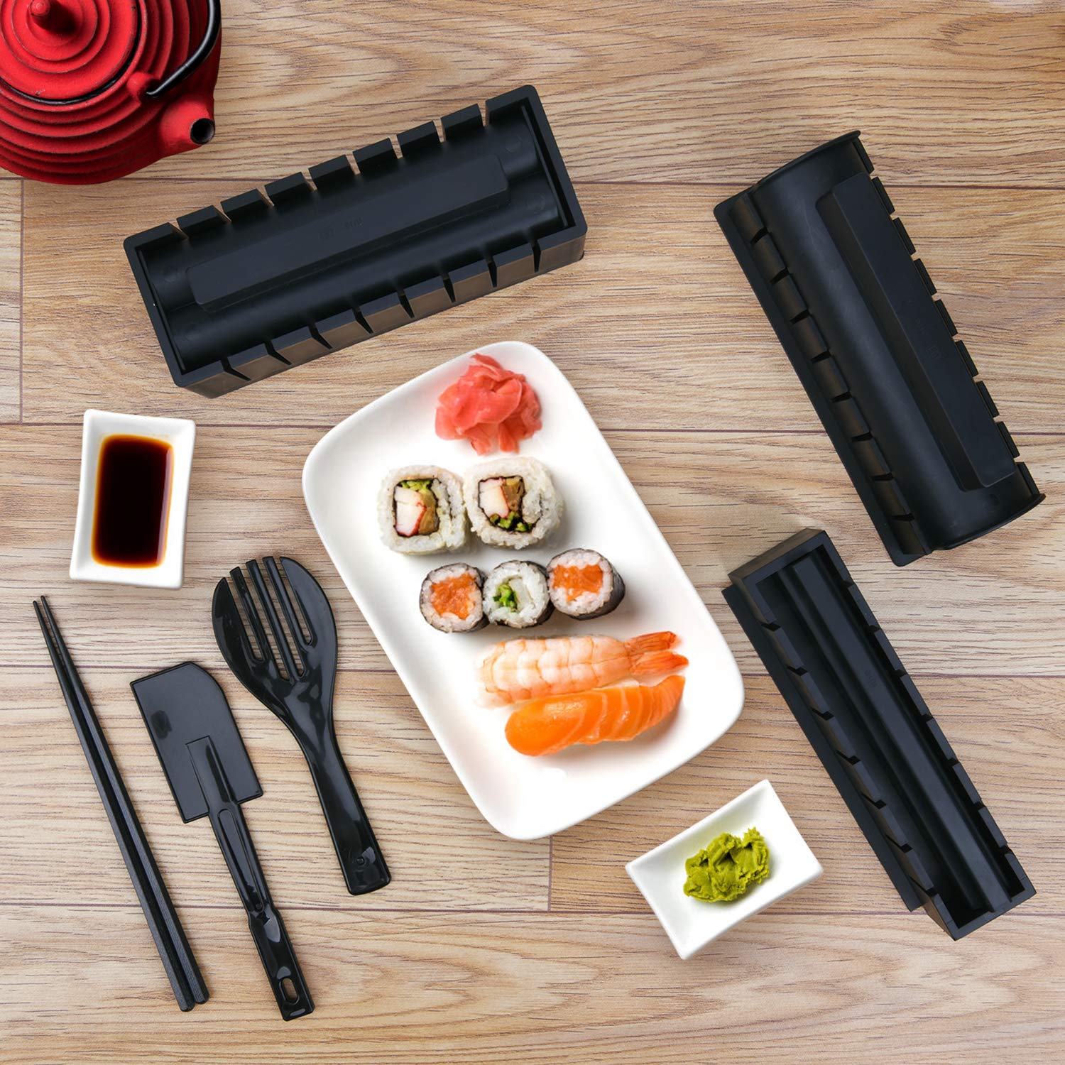 MLRYH Sushi Making Kit Sushi Maker 12 Pcs Plastic Premium set Sushi Tool Set Sushi Rice Roll Mold Shapes, DIY Sushi Roller Tool for Home Beginners.