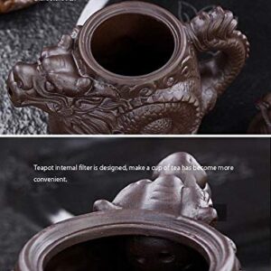 Authentic Yixing Teapot Dragon and Phoenix Tea Pot Big Capacity Purple Clay Tea Set Kettle Kung Fu Teapot (Black)