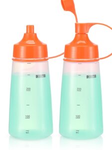 oiununo squeeze bottles wide mouth - pack of 2 condiment bottle squeeze bpa free for chunky sauces, resin, crafts, condiment squeeze bottles 300 ml/10 oz. (orange)