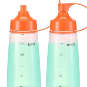 oiununo Squeeze Bottles Wide Mouth - Pack of 2 Condiment Bottle Squeeze BPA free for Chunky Sauces, Resin, Crafts, Condiment Squeeze Bottles 300 mL/10 oz. (Orange)